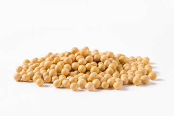 Soybean seeds isolated on white background 