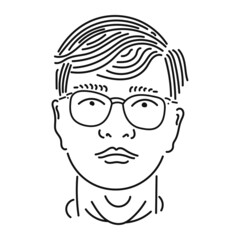 black line design of person wearing glasses