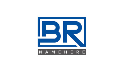 BR Letters Logo With Rectangle Logo Vector