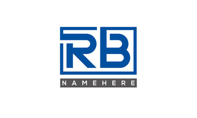 RB Letters Logo With Rectangle Logo Vector