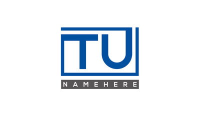 TU Letters Logo With Rectangle Logo Vector