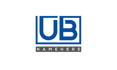 UB Letters Logo With Rectangle Logo Vector