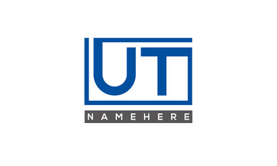 UT Letters Logo With Rectangle Logo Vector