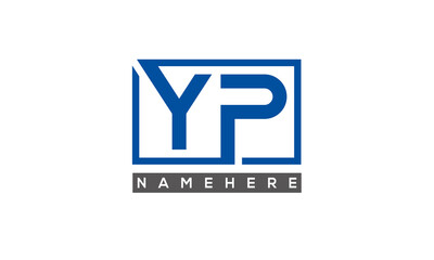 YP Letters Logo With Rectangle Logo Vector