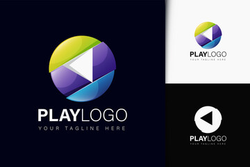 Fototapeta na wymiar Play logo design with gradient