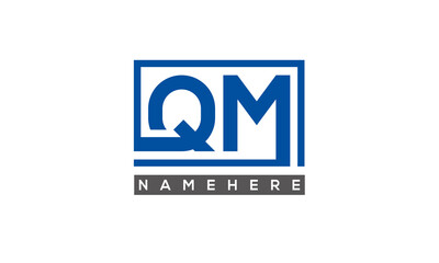 QM Letters Logo With Rectangle Logo Vector