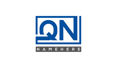 QN Letters Logo With Rectangle Logo Vector