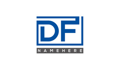 DF Letters Logo With Rectangle Logo Vector