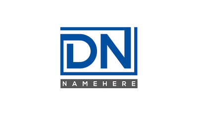 DN Letters Logo With Rectangle Logo Vector
