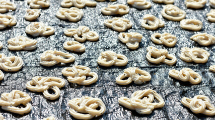 Home made papad dried in the sun.