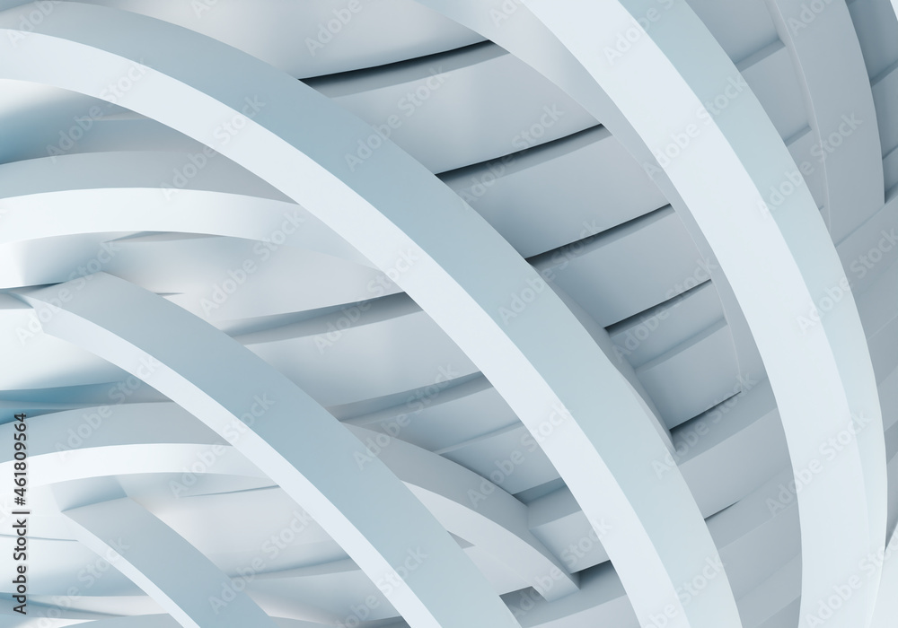 Poster abstraction with curved columns. abstract geometry. column texture from bending rungs. white backgro