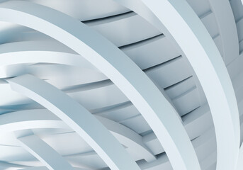 Abstraction with curved columns. Abstract geometry. Column texture from bending rungs. White background. Abstraction with lines for background. Abstract pattern. White pattern. 3D image.