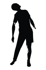 Zombie silhouette vector on white background, ghost or devil in Halloween day.