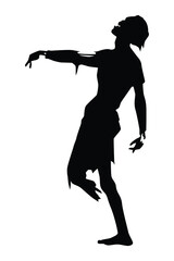 Fototapeta na wymiar Zombie silhouette vector on white background, ghost or devil in Halloween day.