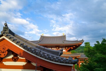Hoo-do Hall of Byodo-in temple and Phoenix and sky