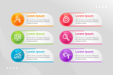 Infographic template design vector. Abstract element with 6 business options with marketing icon for presentation