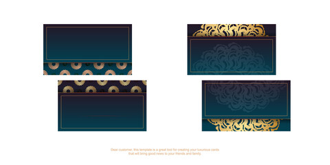 Gradient green business card with Greek gold pattern for your personality.