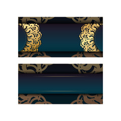 Gradient green gradient flyer with Indian gold pattern for your design.