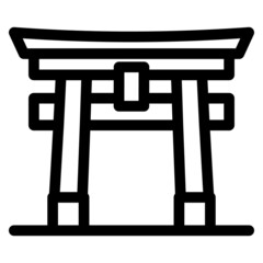 鳥居　線画　ベクターイラスト