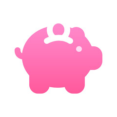 Illustration vector graphic icon of Piggy Bank Icon. Gradient Style Icon. Vector illustration isolated on white background. Perfect for website or application design.
