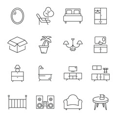 Home Room Types icons set. Home Room Types pack symbol vector elements for infographic web