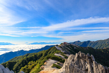 燕岳山頂からの景色と花崗岩帯