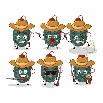 Cool cowboy granade firecracker cartoon character with a cute hat