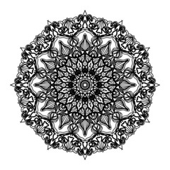 Indian Ornament black white card with mandala