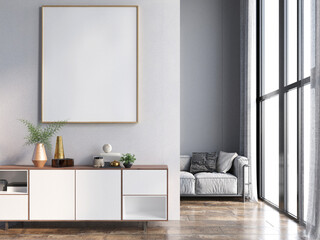 Living room interior house floor template background frame mockup design copy space 3d render