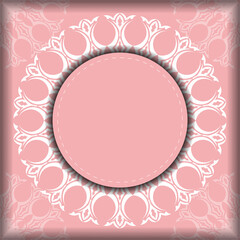 Postcard in pink color with a vintage white pattern for your congratulations.