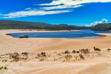 Donnelly river mouth, beach and rippled sand dunes at Pemberton WA