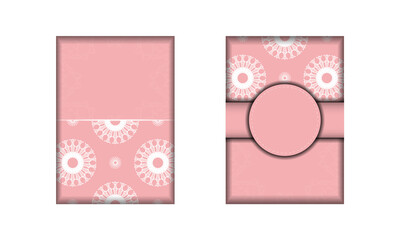 A pink card with an abstract white ornament prepared for typography.