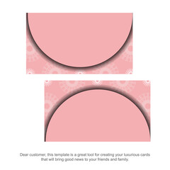Pink color business card with vintage white pattern for your business.