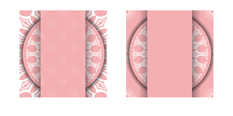 Pink color card with Indian white pattern for your design.