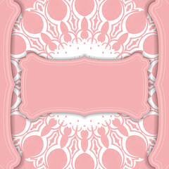 Pink banner with luxurious white pattern for design under the text