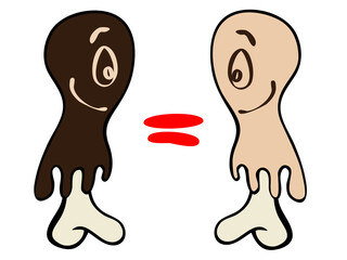 Equal sign. Equality of people regardless of skin color ,Hand drawn