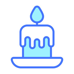 candle blue outline icon, Merry Christmas and Happy New Year icons for web and mobile design.