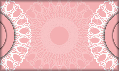 Baner in pink with abstract white pattern and place under the logo