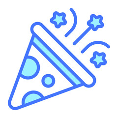 party popper blue outline icon, Merry Christmas and Happy New Year icons for web and mobile design.