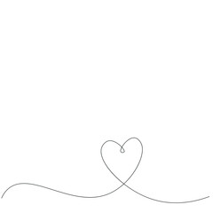 Heart line drawing on white background vector illustration