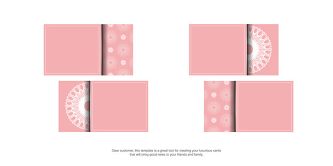 Pink color business card with abstract white pattern for your personality.