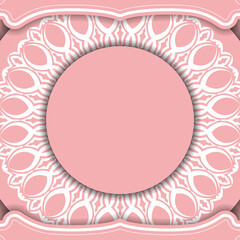 Pink banner with white Greek ornament for logo design