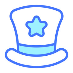hat blue outline icon, Merry Christmas and Happy New Year icons for web and mobile design.