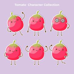 cute tomato character collection vector