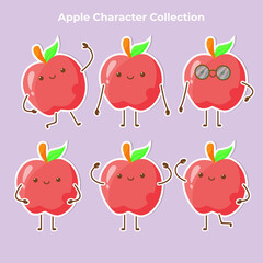 cute apple character collection vector