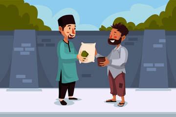 A Muslim Man Give a Donation