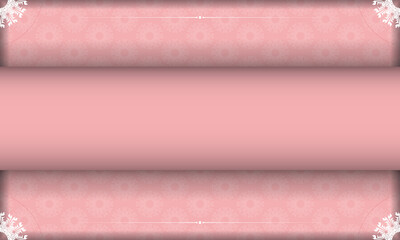 Pink banner with luxurious white ornament for design under your logo