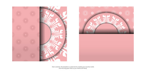 Flyer pink with mandala white ornament for your brand.