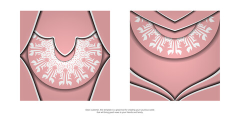 Pink color flyer with abstract white pattern for your design.