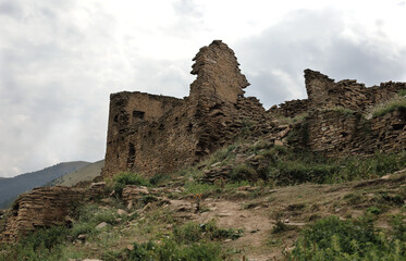 Fototapeta na wymiar Ancient ruined settlements in the Caucasus. Dagestan.